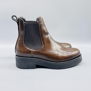 Koio Shoes Womens 6.5 Brown Leather Chelsea Platform Ankle Comfort Boots Italy
